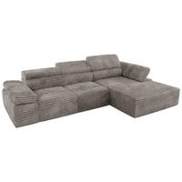 ECKSOFA RILASSO L Hellbraun Cord - rechts - Hellbraun/Schwarz, Kunststoff/Textil (174/296cm) - MKS