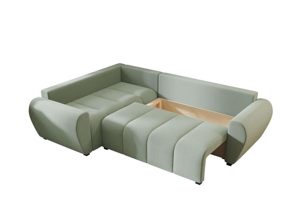 ECKSOFA MOLISA L PLUS Cosmic 16 Rechts mit Schlaffunktion - Hellgrün, Textil (235/175cm) - Bedante
