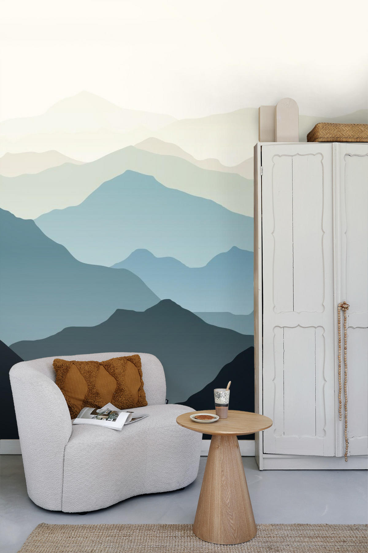 FOTOTAPETE Berglandschaft 375 x 270 cm - Blau, Papier (375/270cm) - Sanders & Sanders