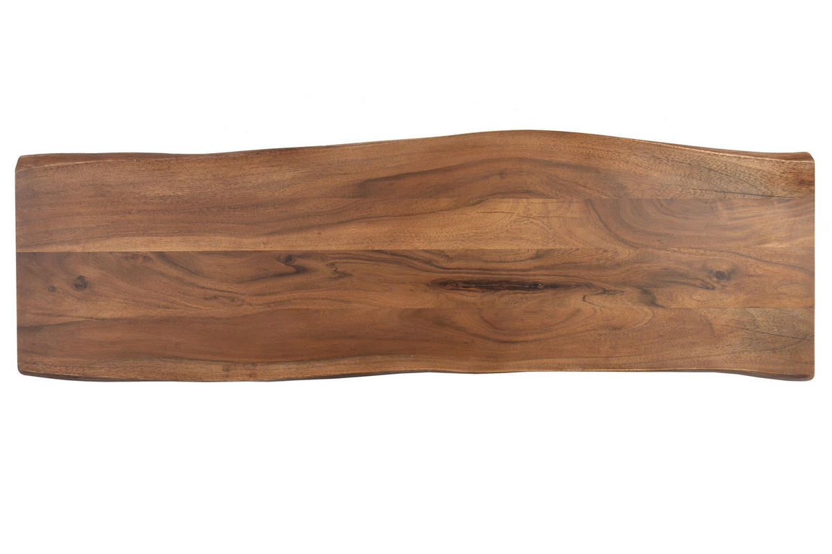 SITZBANK NOAH - Silberfarben/Braun, Holz/Metall (140/47/42cm) - SAM