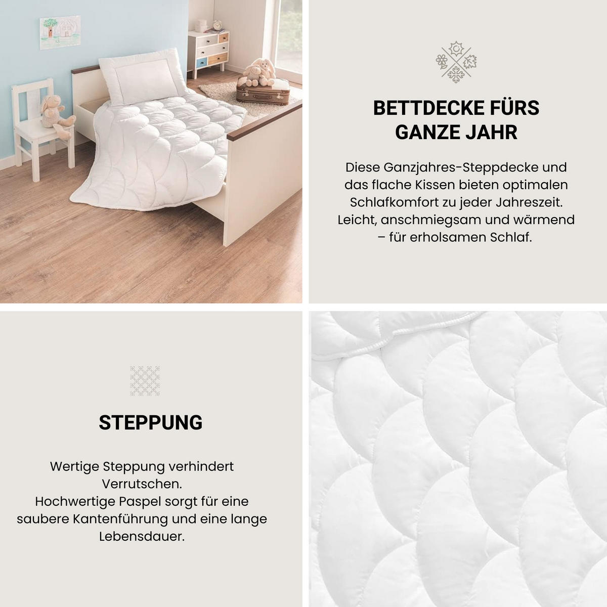 KINDERDECKE mit Kissen Lagom - 2-teilig - 100 x 135 cm - Weiß - Weiß, Textil (100/135cm) - SCHIESSER