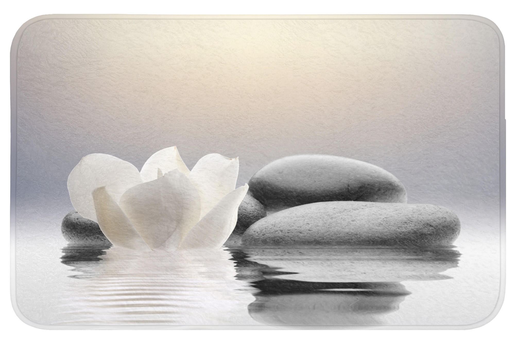 KOUPELNOVÁ PŘEDLOŽKA Kameny - Lotos - Bílý - Voda - Zen 80x50 cm - bílá, textil/plast (80/50cm) - OnlyWow