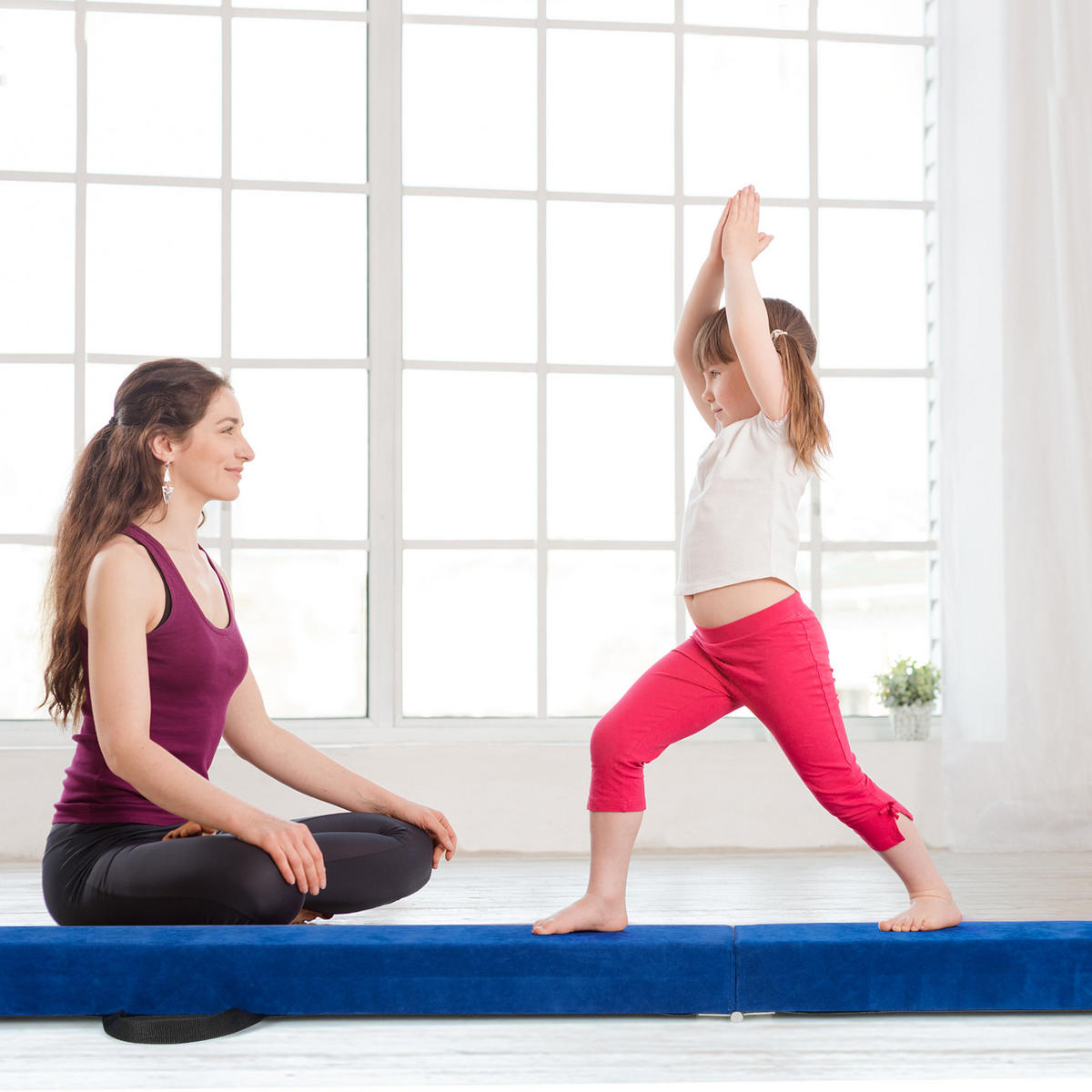 GYMNASTIKBALKEN klappbarer 210 cm Blau - Blau, Holz (10/210cm) - COSTWAY