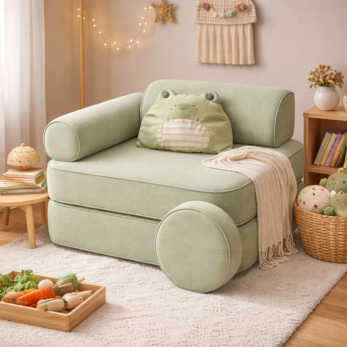 MODULARER Kindersessel weich – flexibler Spiel- und Loungesessel für Kinder - Olivgrün, Textil (60/50/60cm) - Bees & Blooms
