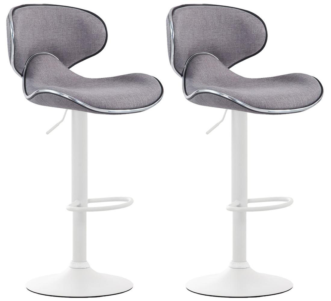 BARHOCKER 2er Set Stoff hellgrau - Hellgrau/Weiß, Textil/Metall (46/88/49cm) - CLP