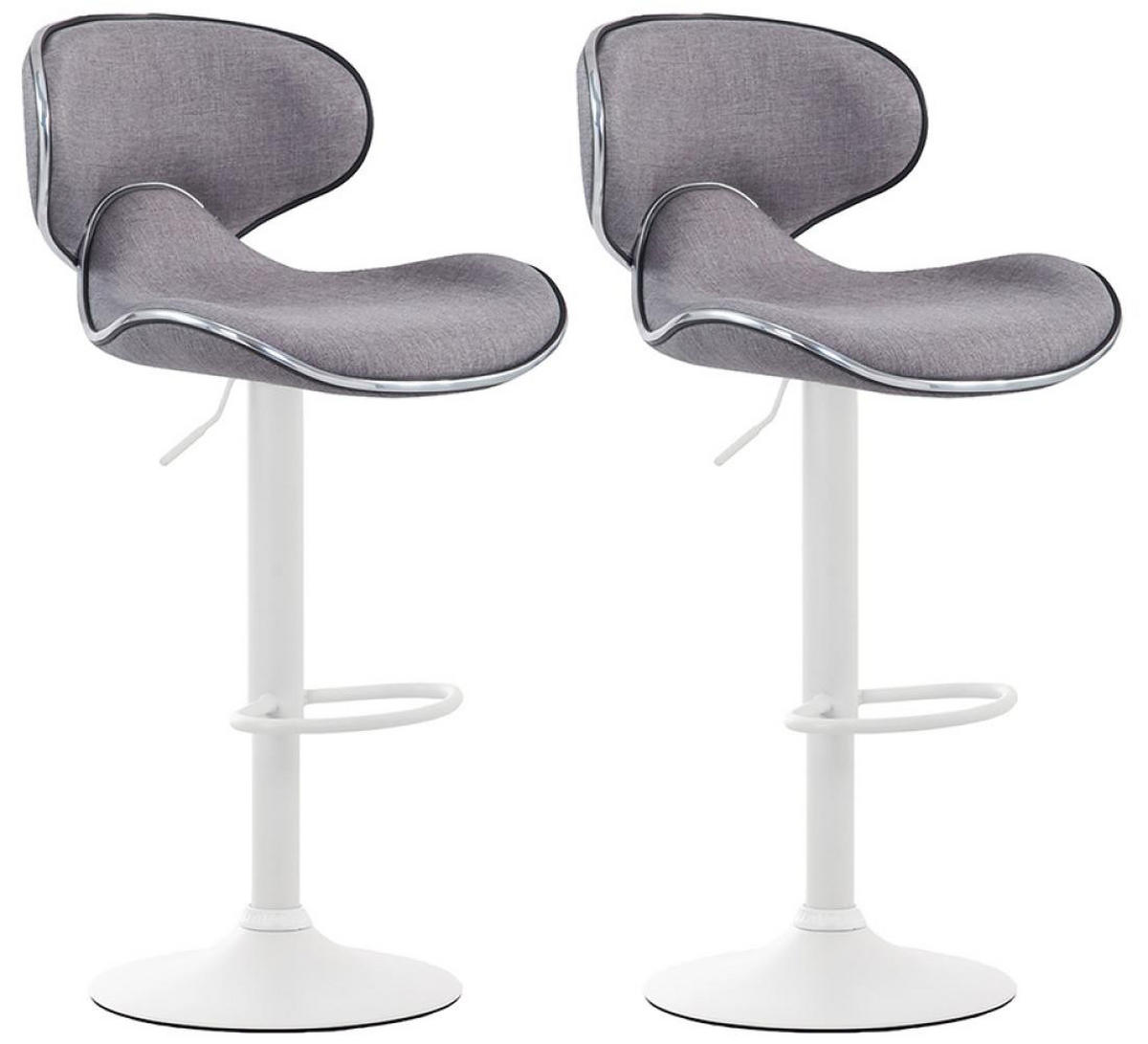 BARHOCKER 2er Set Stoff hellgrau - Hellgrau/Weiß, Textil/Metall (46/88/49cm) - CLP