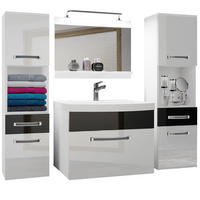 BADMÖBEL Badezimmer Weiß Schwarz Glänzend - Schwarz/Weiß, Holz (140/113/40cm) - B BELINI GROUP