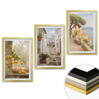WANDBILDER 3er Set - 40x60 cm Goldrahmen - Blick aus dem Fenster auf einen Zitrusbaum - Goldfarben, Kunststoff (40/60cm) - ArtPrintCave