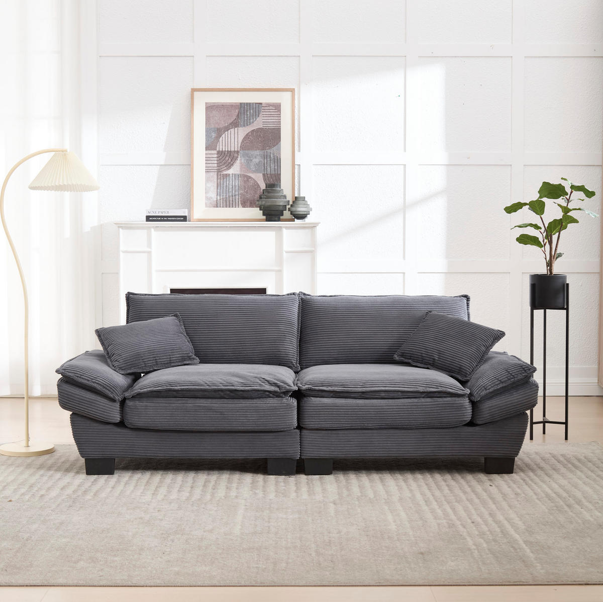 2-SITZER Sofa Samt mit ultratiefer Sitzfläche 224/81/81 cm Dunkelgrau - Dunkelgrau, Textil (81/224/81cm) - Redom
