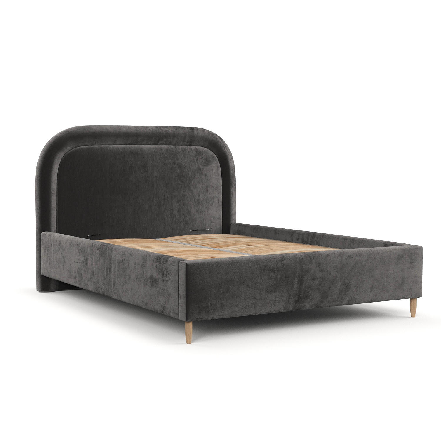 POLSTERBETT Zoya 120/200 cm Anthrazit im Lotta Stoff - Anthrazit/Naturfarben, Holz/Holzwerkstoff (120/200cm) - AltaBeds