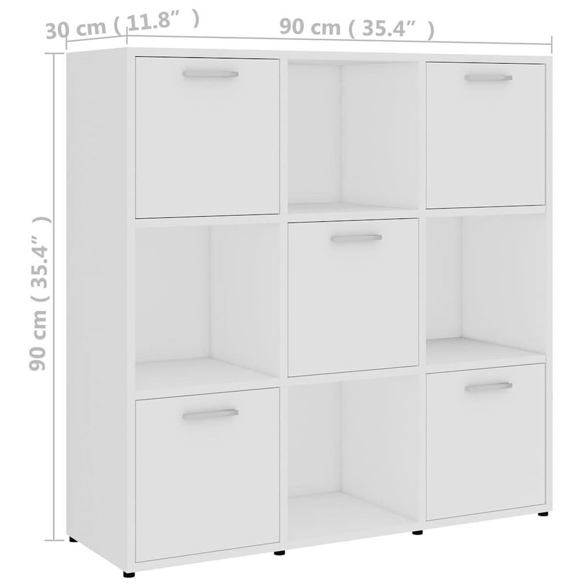 BÜCHERREGAL Weiss 90/30/90 Cm Holzwerkstoff - Weiß, Holzwerkstoff (30/90/90cm) - vidaXL