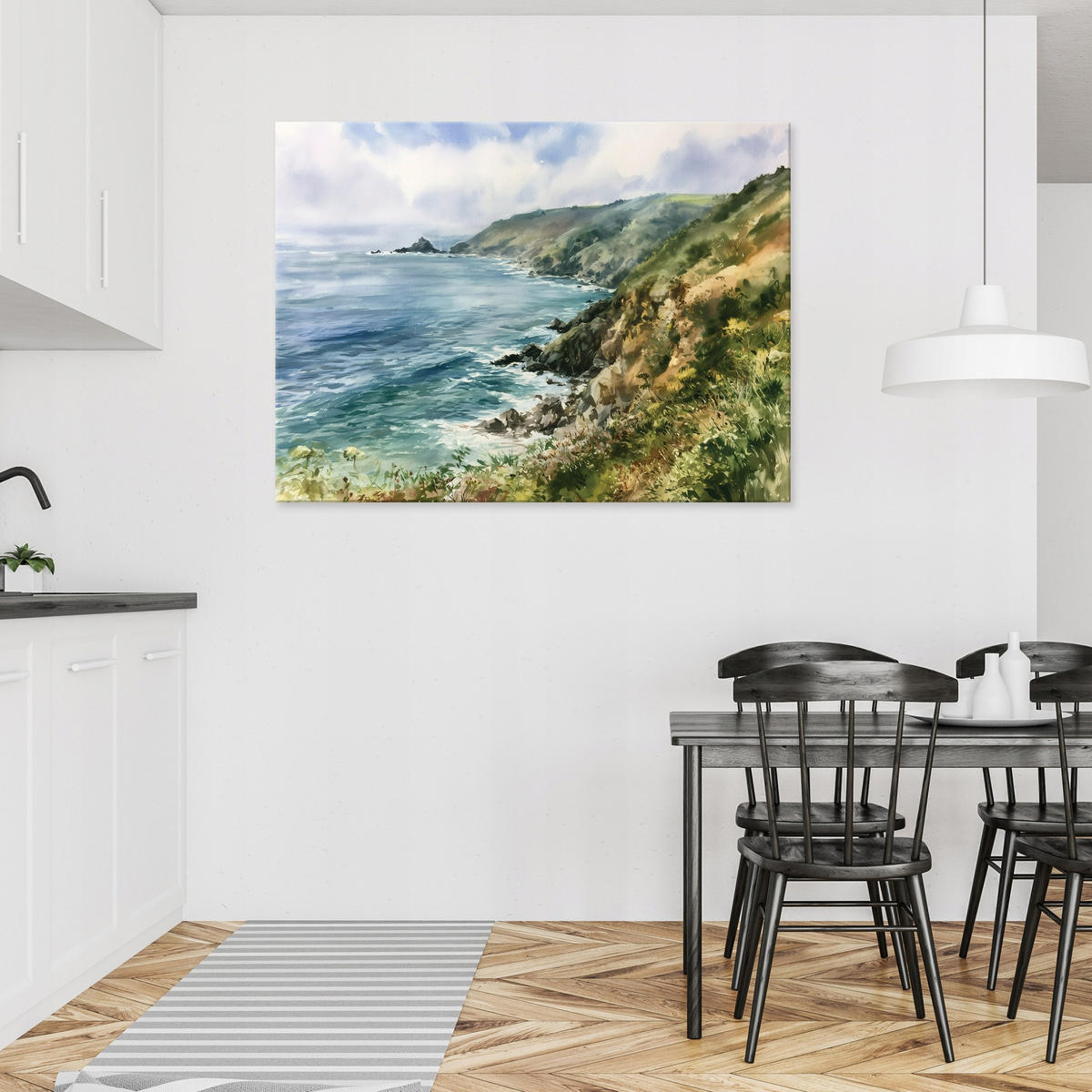 LEINWANDBILD Meer Klippen Blau 100x70 cm - Multicolor, Holzwerkstoff (100/70cm) - Wallarena