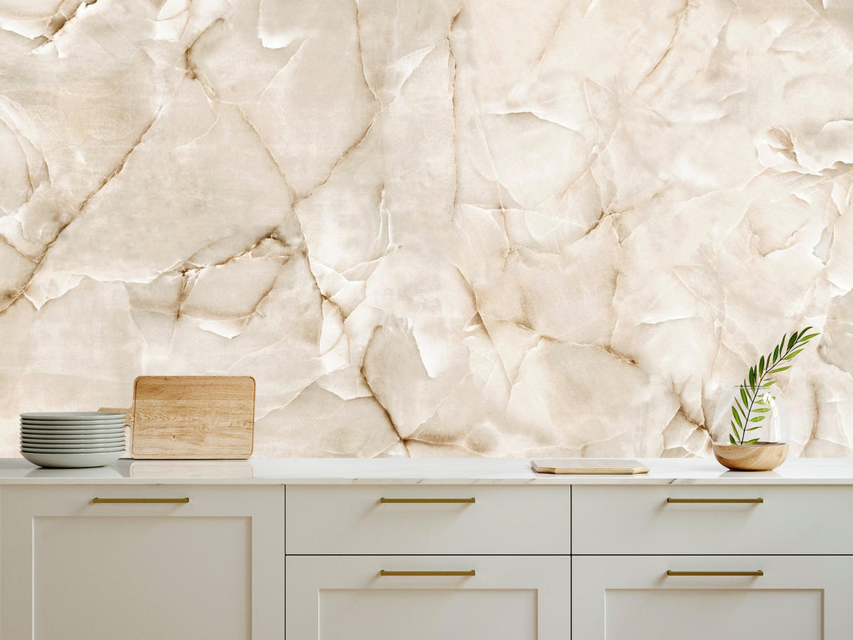 FOTOTAPETE für Wohnzimmer Beige Marmor Muster Stein 300x210 - Beige, Papier (300/210cm) - Muralo