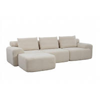 ECKSOFA 305/154/69 cm Weiß Cord mit 1 Fußhocker - Weiß, Textil (305/154cm) - Oxeza