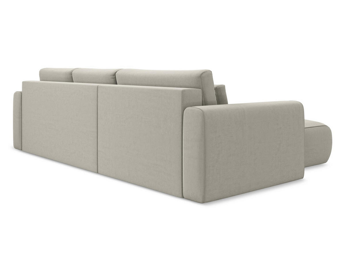 ECKSOFA mit Schlaffunktion Samt Stoff Creme - Perlmutt/Creme, Kunststoff/Textil (149/278cm) - Makamii