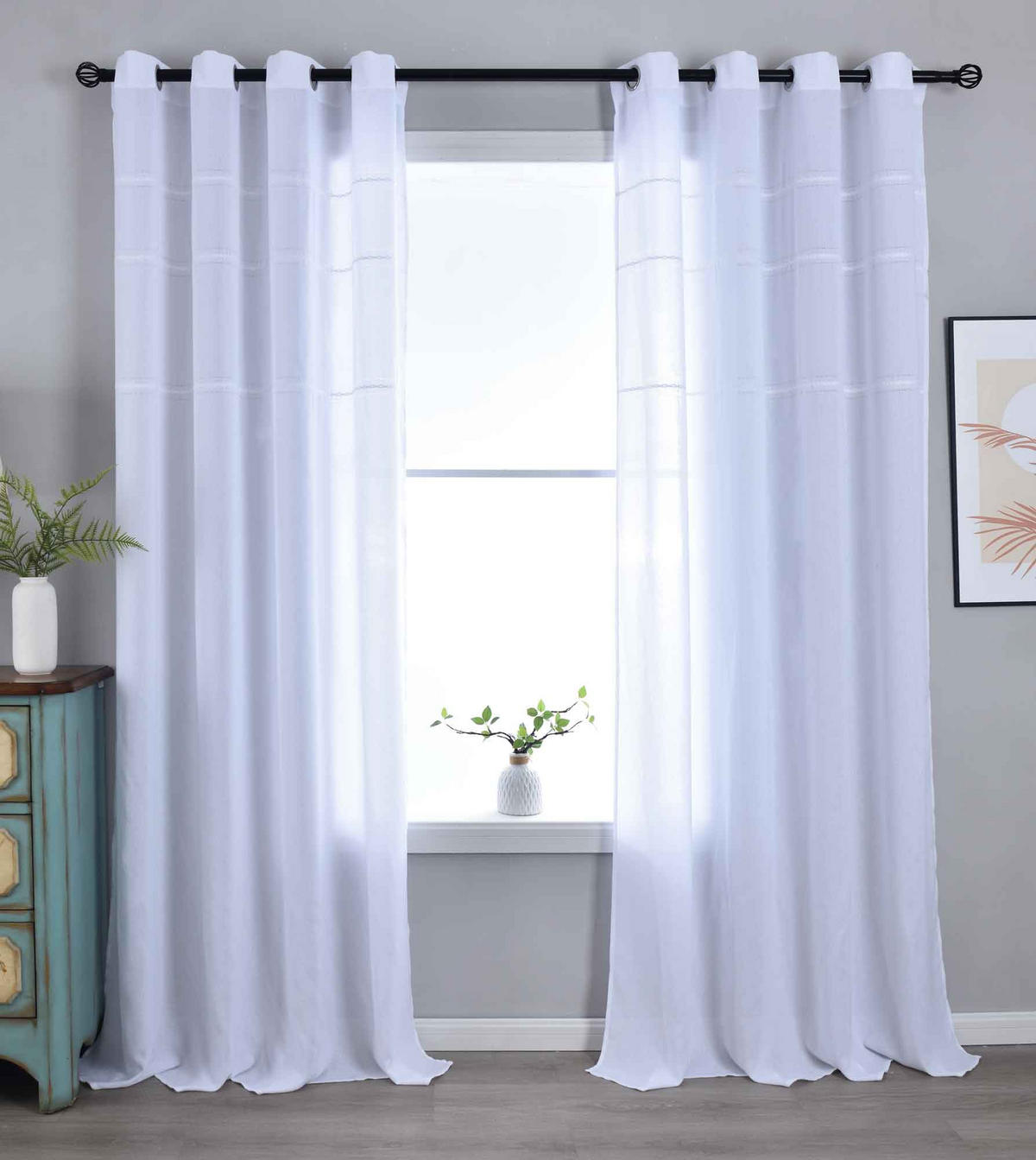 VORHANG 2ER SET »Leipzig« HxB 245x145 cm Weiß - Weiß, Textil (145/245cm) - Gardinenbox