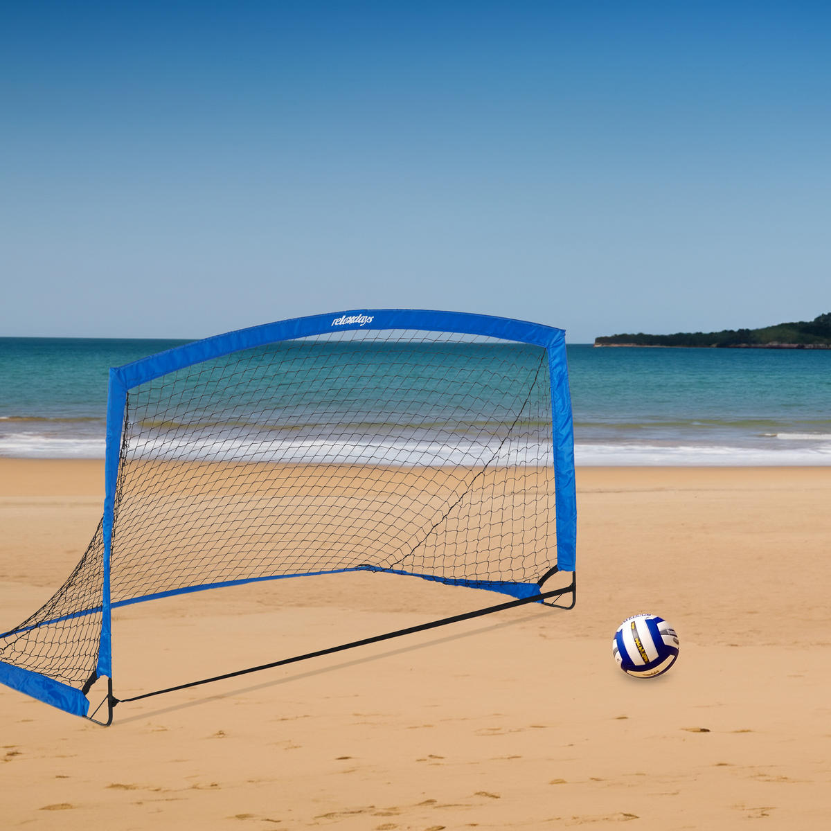 FUSSBALLTOR - Blau, Kunststoff/Textil (195/115cm) - Relaxdays