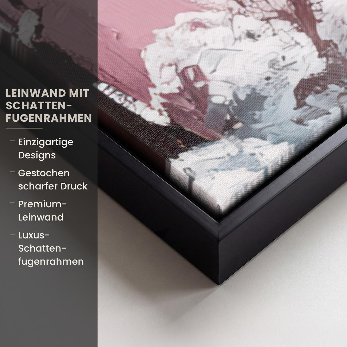 LEINWAND Bilder mit Rahmen - Weihnachtsdorf - Rosa - Winter - Schnee - Häuser - 90x60 - Altrosa, Textil (90/60cm) - MuchoWow