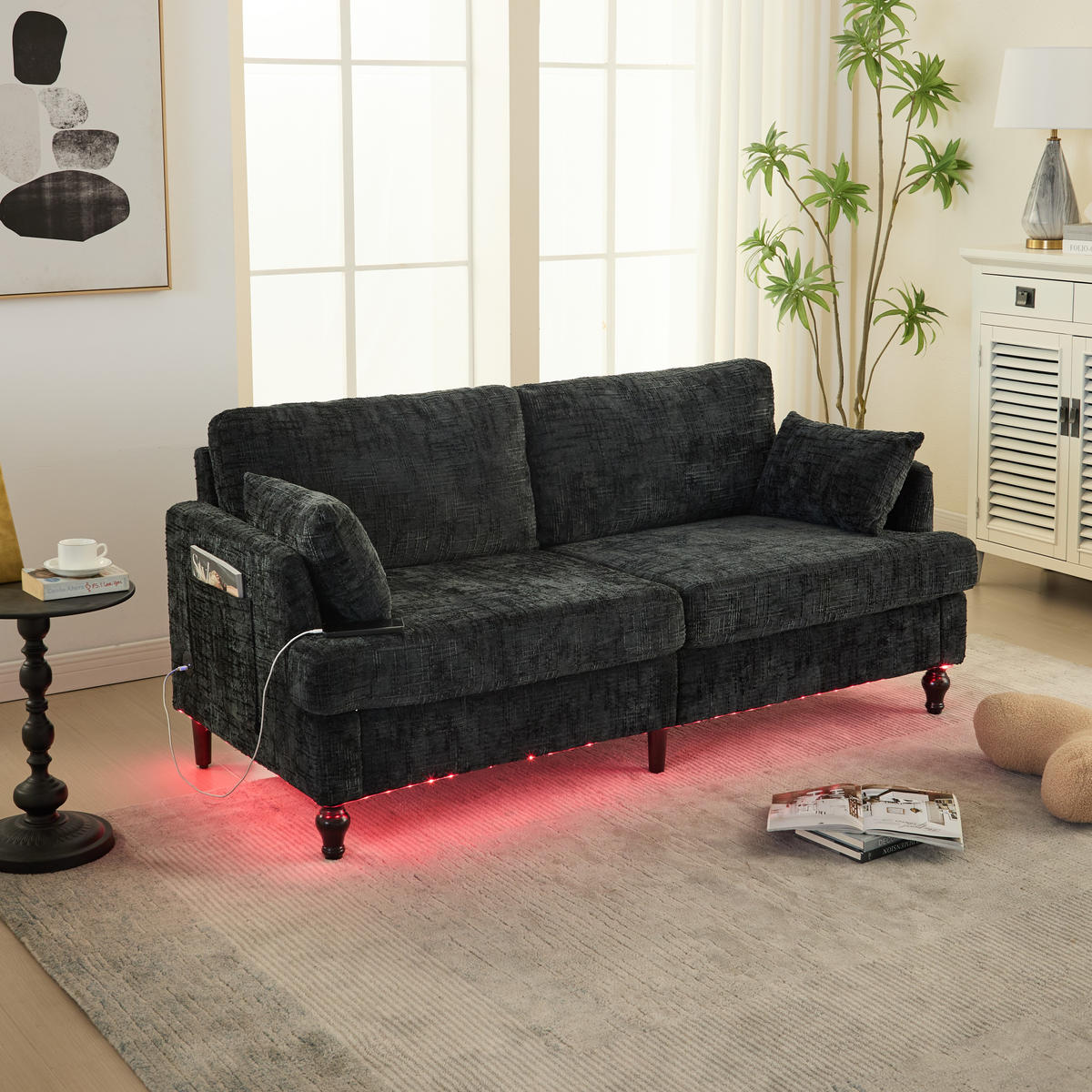 SOFA 2-Sitzer 175/83/78 cm Schwarz - Schwarz, Textil (83/78/175cm)
