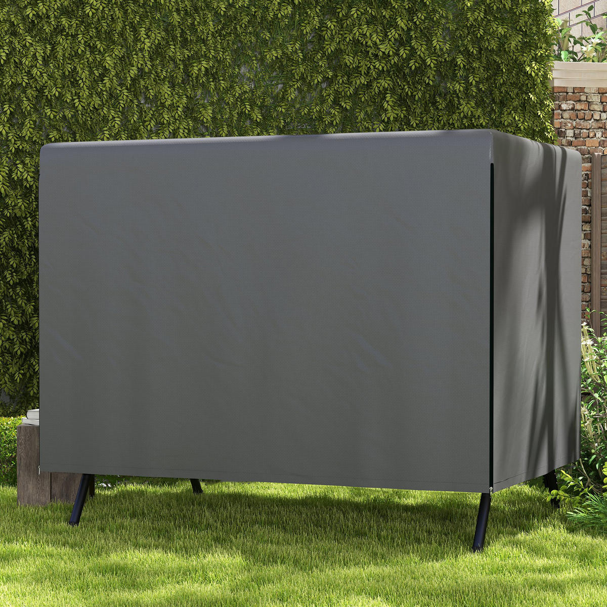 GARTENMÖBELABDECKUNG DE-07049 wetterfest, XL, für Hollywoodschaukel Dunkelgrau - Dunkelgrau, Kunststoff (155/150/215cm) - ComfortXL