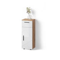 MIDISCHRANK Ronco Weiß Hochglanz/Goldkraft Eiche 30 x 81 cm - Weiß Hochglanz, Holzwerkstoff (30/81/30cm) - Livinity®