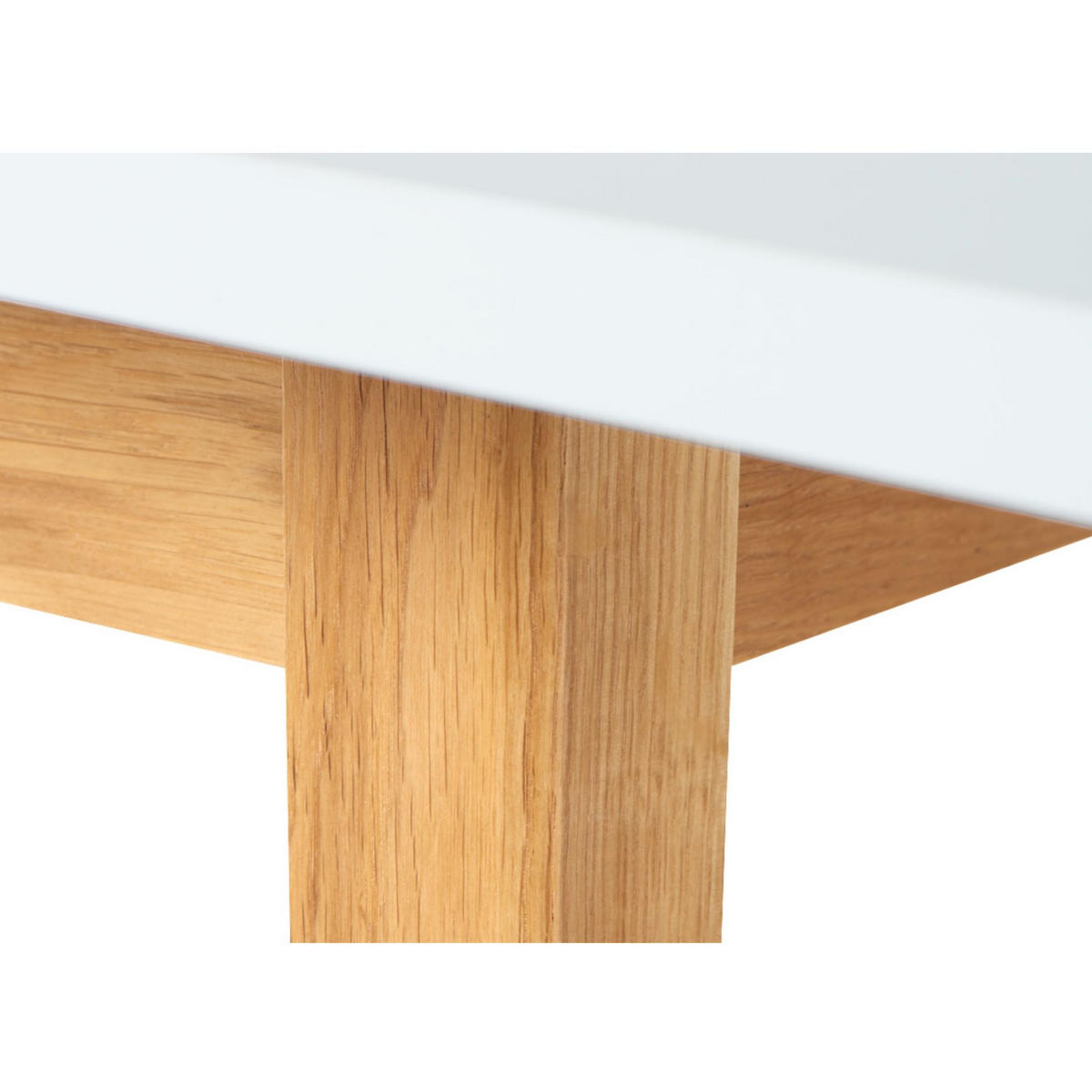 AUSZIEHBARER-ESSTISCH FRISK Skandinavischer Stil, weiß - Eichefarben/Weiß, Eichenholz/Holzwerkstoff (80/140/75cm) - KONSIMO®