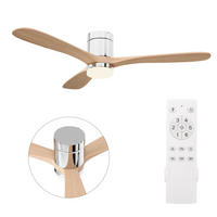 DECKENVENTILATOR mit LED-Licht, 132 cm, Holzflügel, 6 Stufen & Timer - Naturfarben, Metall (132/132/28cm) - EuroLiving