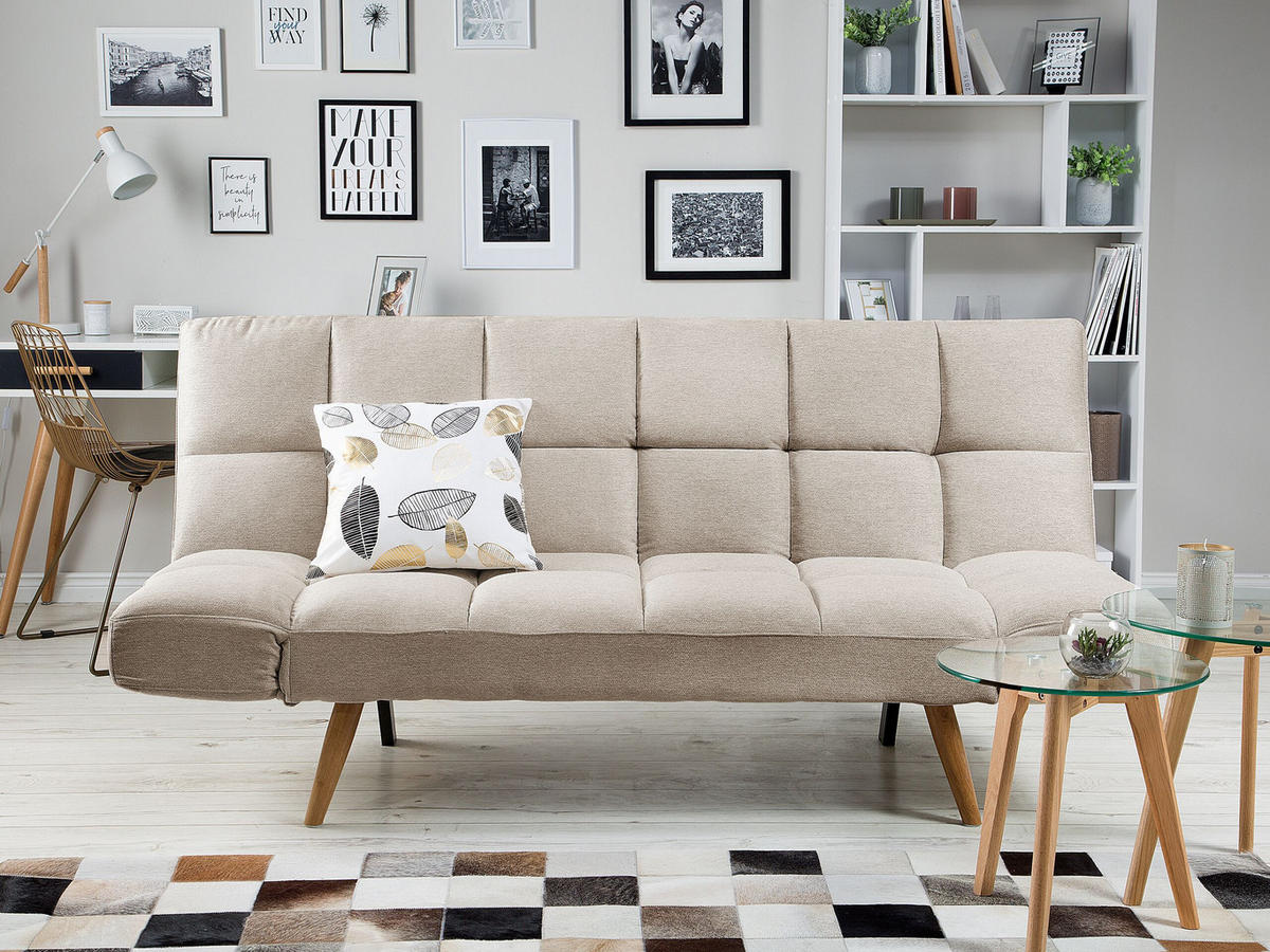 3-SITZER-SCHLAFSOFA Polsterbezug Beige Ingaro - Beige, Textil (182/79/79cm) - Beliani