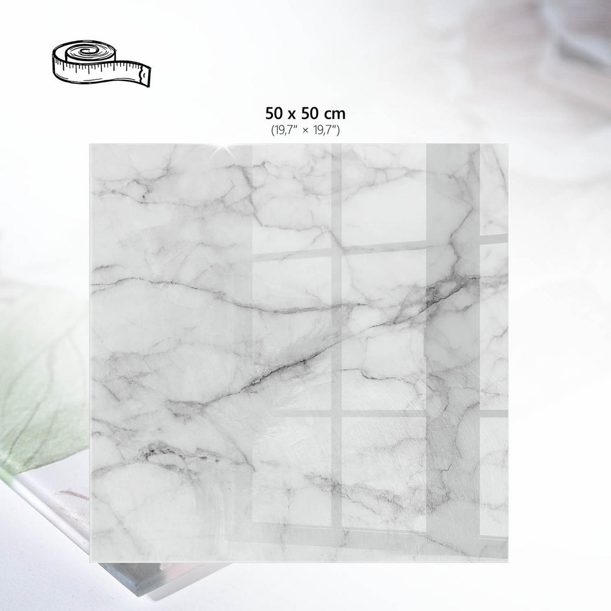 TISCHPLATTE 50x50 cm – Marmor-Eleganz - Braun, Glas (50/50/0.4cm) - Wallfluent