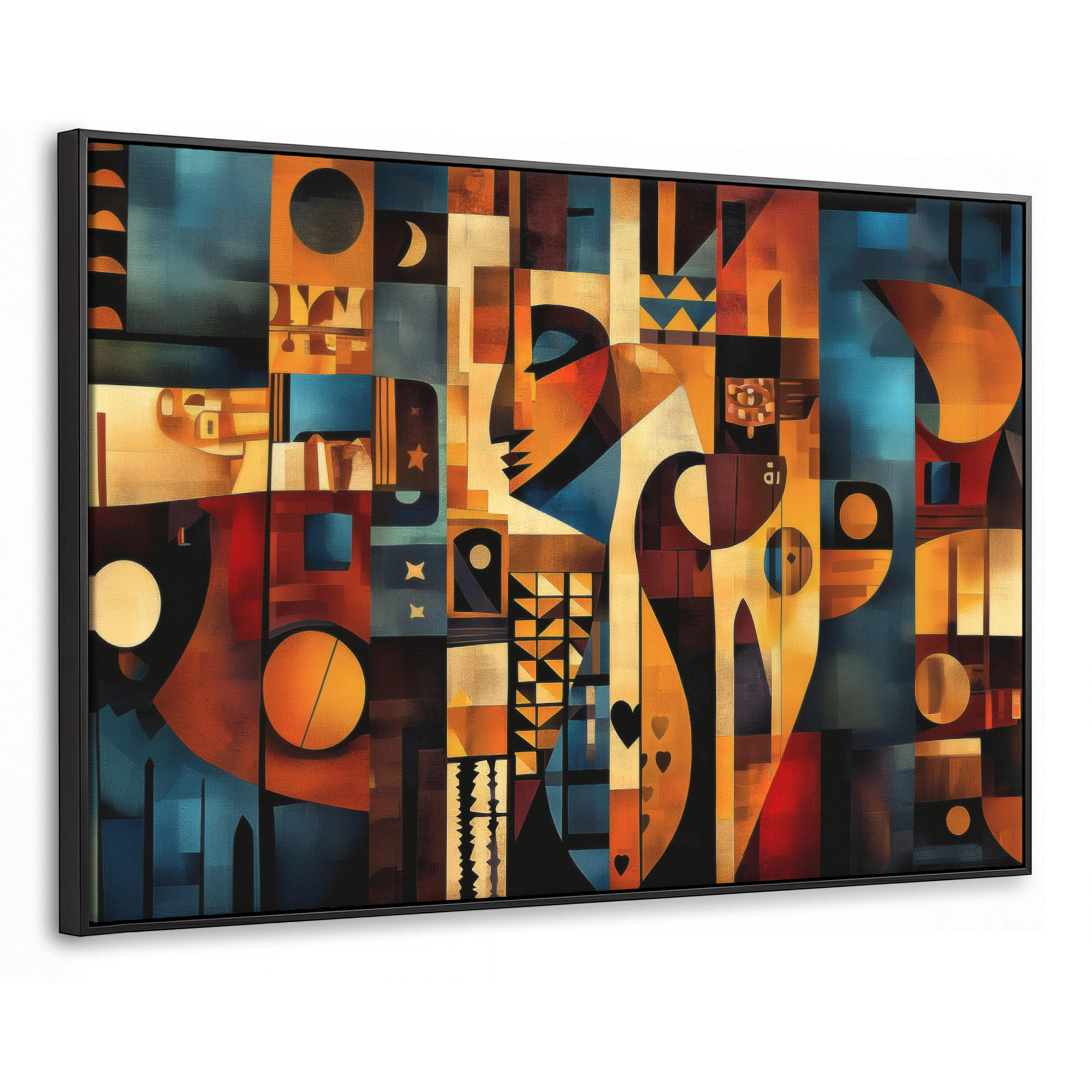 LEINWAND Bilder mit Rahmen - Figuren - Abstrakt - Symbole - 150x100 - Terracotta, Textil (150/100cm) - MuchoWow