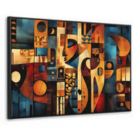 LEINWAND Bilder mit Rahmen - Figuren - Abstrakt - Symbole - 90x60 - Terracotta, Textil (90/60cm) - MuchoWow