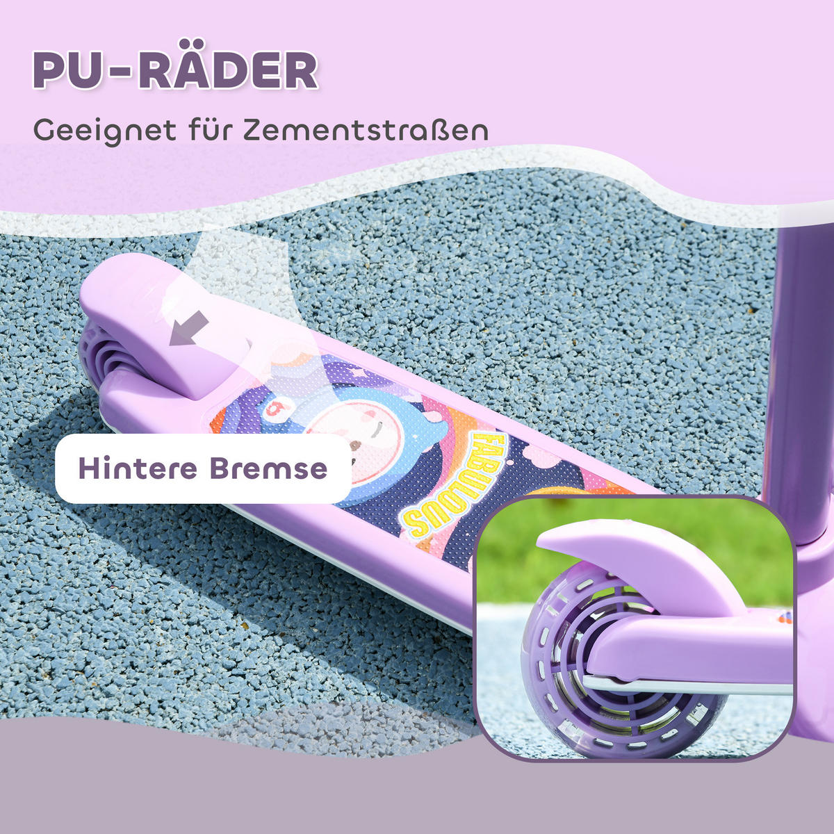 ROLLER Kinder Scooter mit LED Rädern 120 mm Rollen Aluminium-Roller klappbar - Violett, Kunststoff (52/29/76cm) - AIYAPLAY