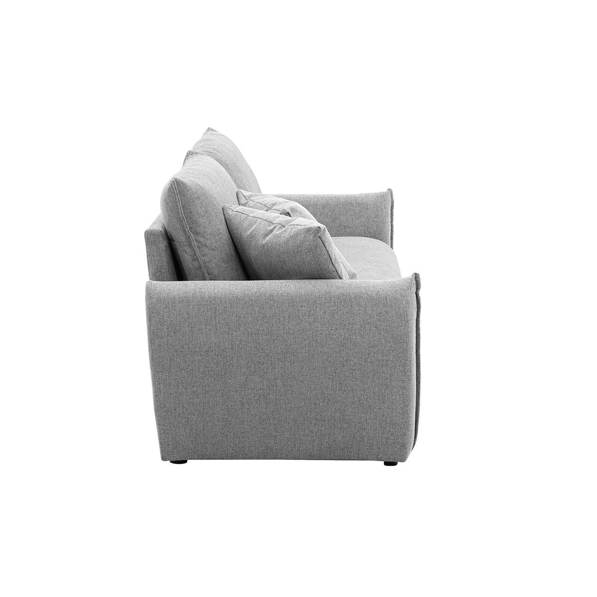 DREISITZER-SOFA aus grauem Samt-Effekt Textilgewebe PIO - Grau, Textil (80.5/83/205.5cm) - Miliboo
