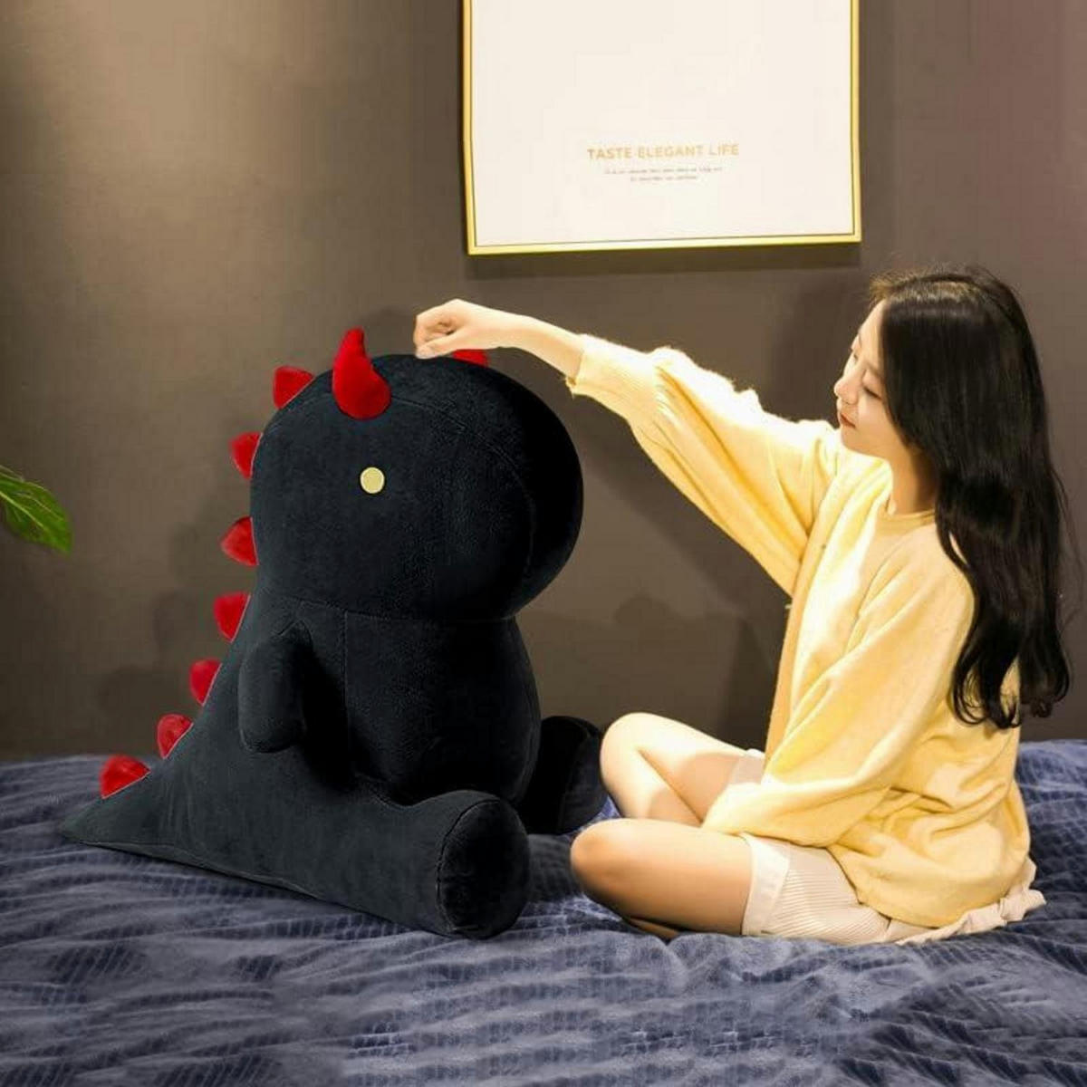 PLÜSCHTIER Dinosaurier Schwarz 35 cm - Schwarz, Textil (20/35cm)