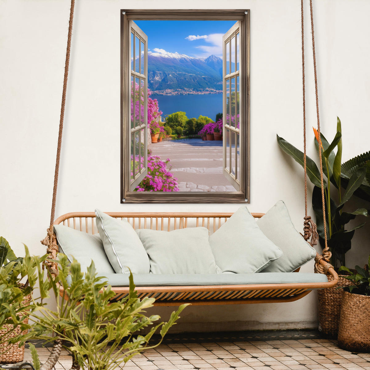 ZAHRADNÍ PLAKÁT Průhled - Hory - Krajina - Výhledy - Jezero 80x120 cm - modrá, plast (80/120/0.2cm) - OnlyWow