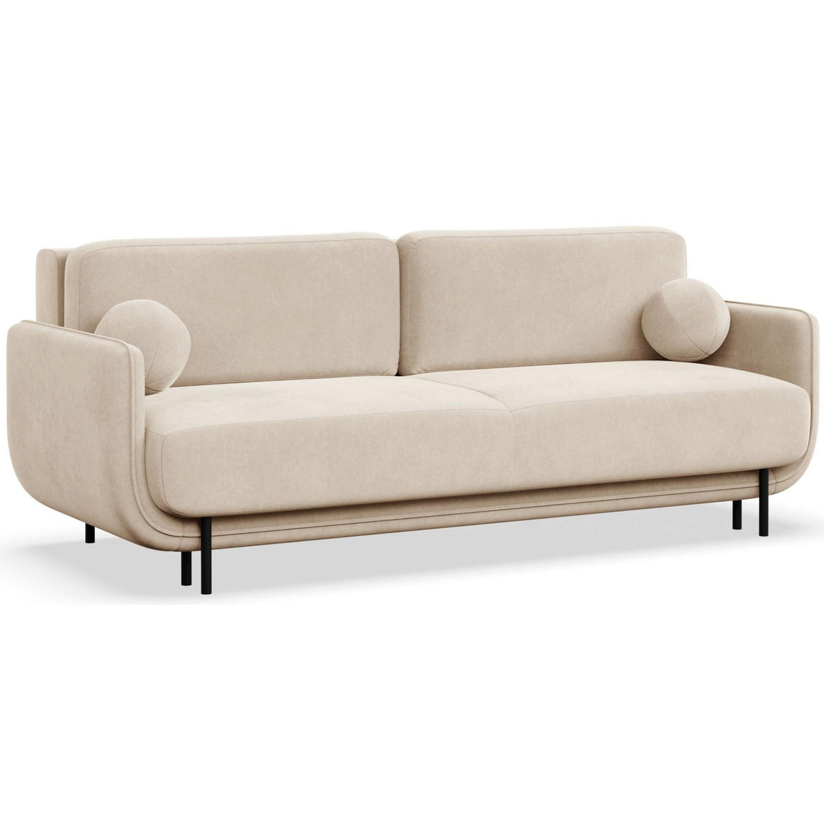 SCHLAFSOFA Ovals Hellbeige - Ecru/Schwarz, Textil/Metall (236/95/96cm) - Selsey
