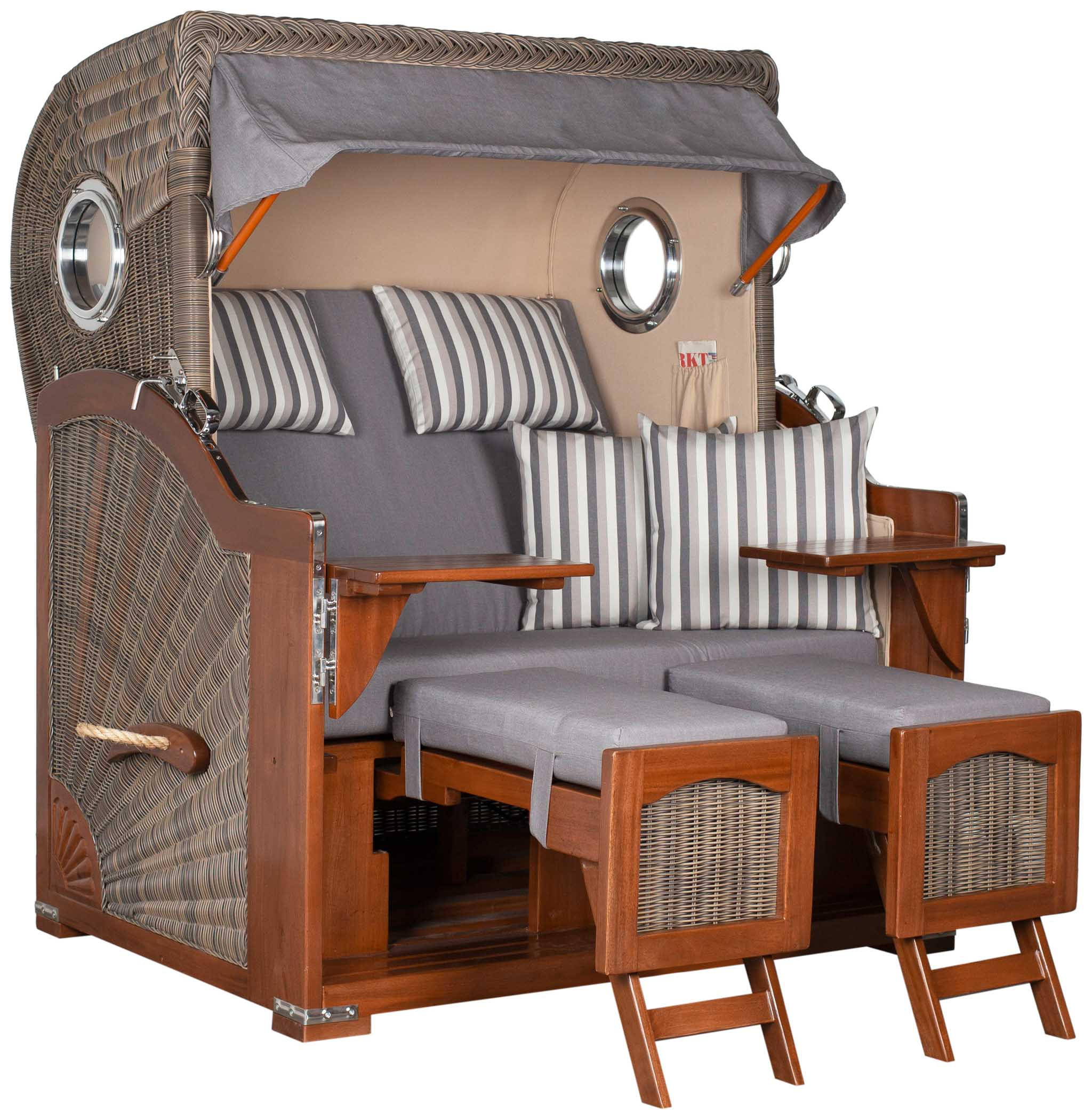 STRANDKORB XXL Düne Grande 2,5 Sitzer - Braun/Grau, Metall (142/170/95cm) - Mr. Deko