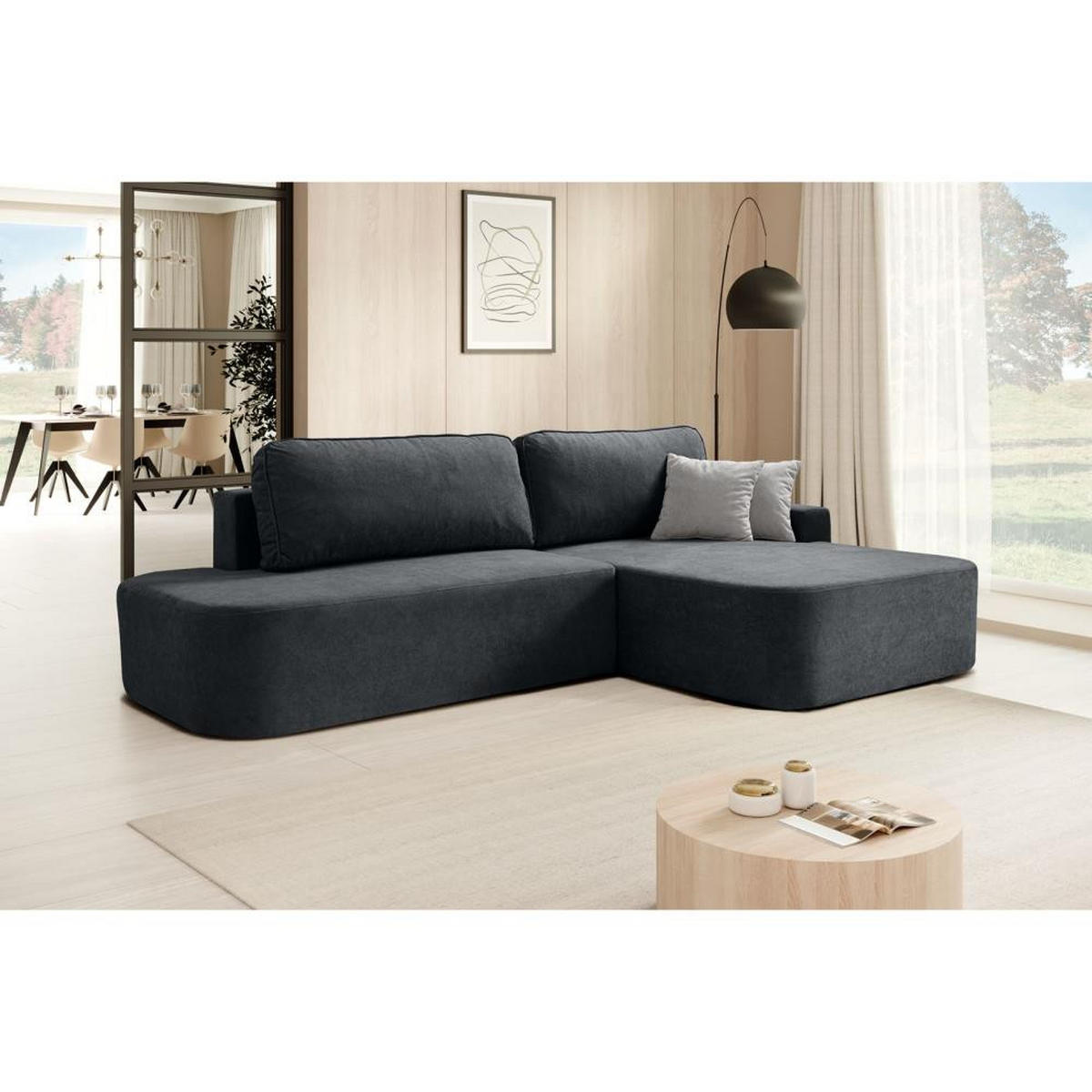 ECKSCHLAFSOFA Gavi graphit velours rechts - Graphitfarben, Textil (269/171cm) - Beautysofa