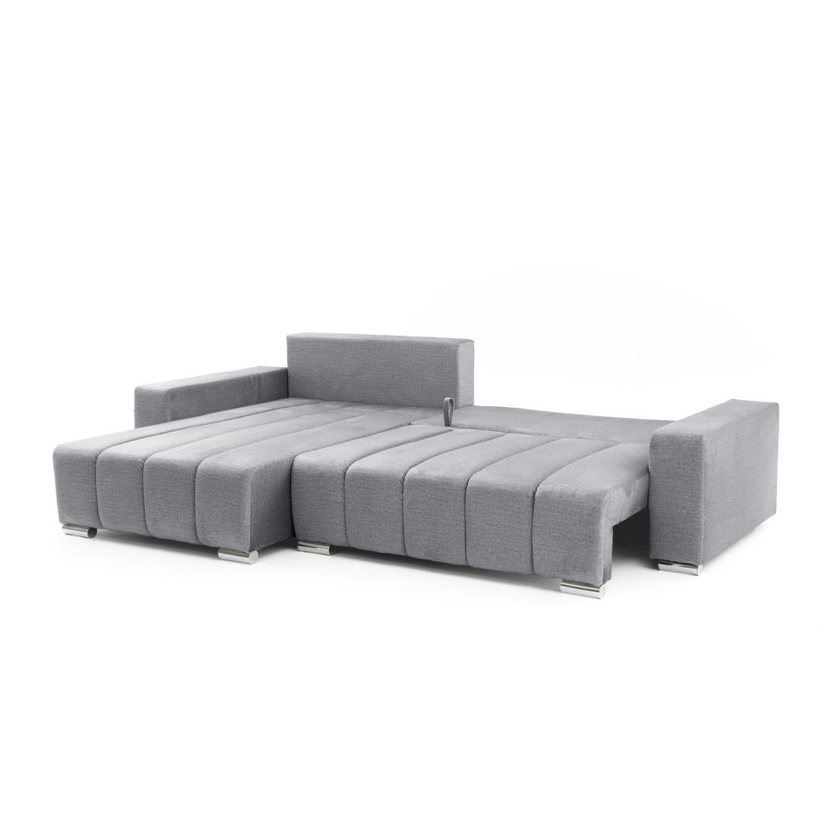 ECKSOFA Piano L Links mit Schlaffunktion 137x234 Velours Grau - Silberfarben/Grau, Holz/Textil (278/178cm) - Muffo