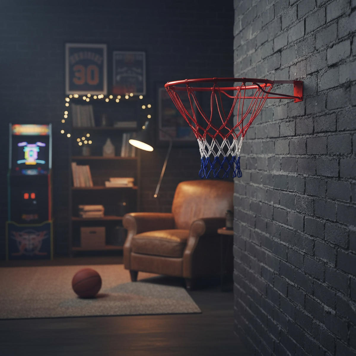 BASKETBALLKORB Orange zur Wandmontage Eisen 45 cm - Multicolor, Textil/Metall (45/56.5cm) - Relaxdays