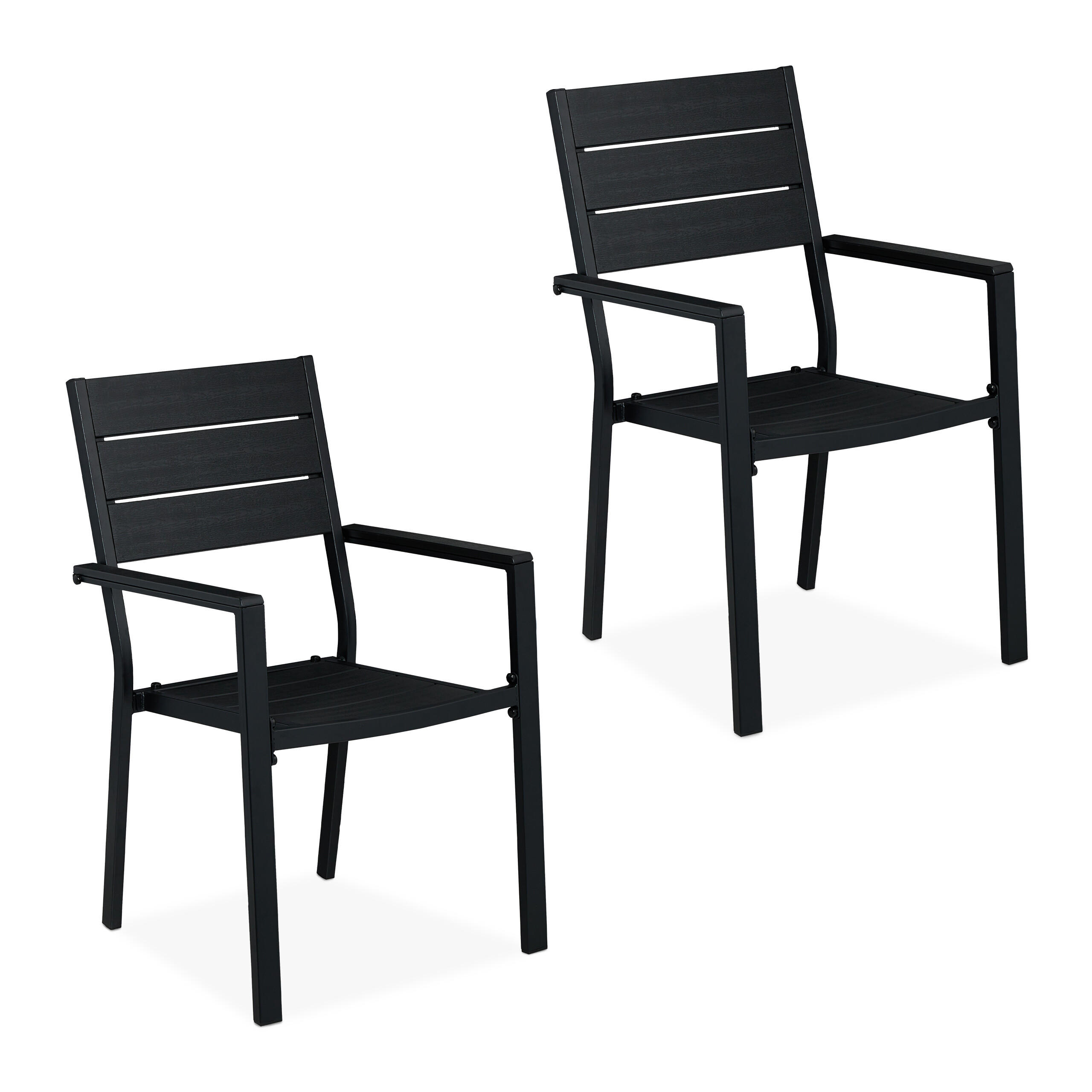 Relaxdays ZAHRADNÍKŘESLO Černé 2ks-set ocel HDPE s područkami