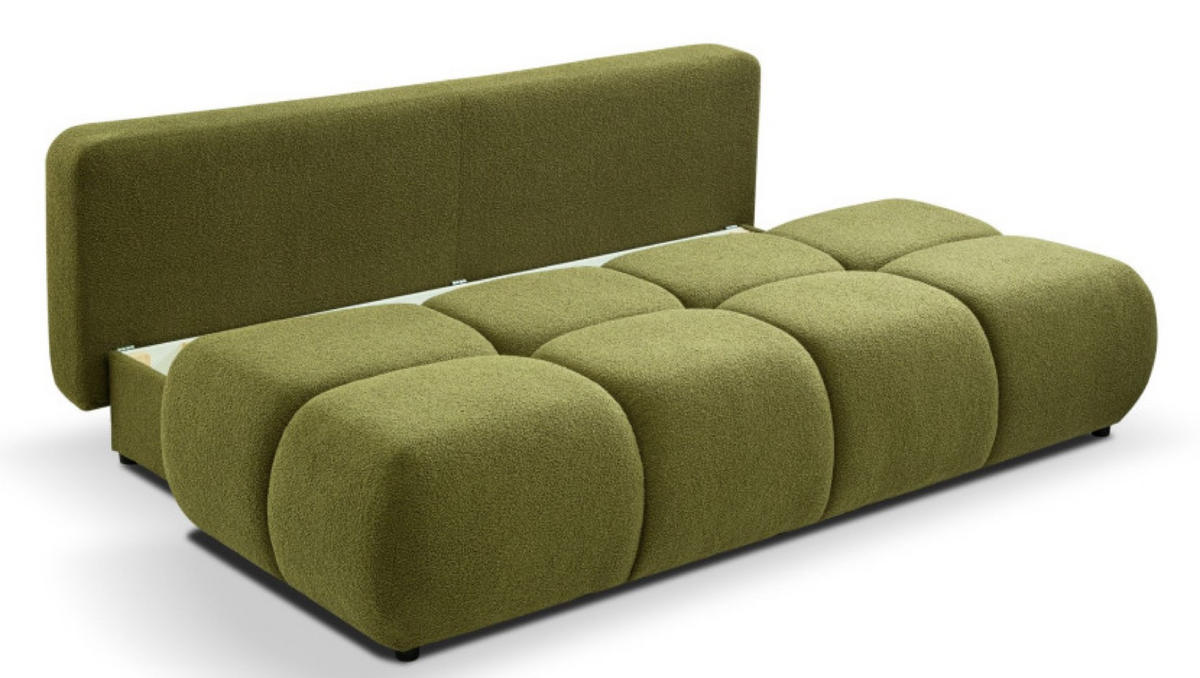 SOFA Grün MILA Ausziehbar Ohne Armlehnen Bouclé - Grün, Textil (214/89/104cm) - Sepro Meble