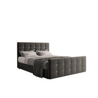 BOXBETT Mit Bettkasten Und Matratze Topper ROMA 120x200 cm Dunkelgrau H3-Bonell - Dunkelgrau/Dunkelblau, Holz/Holzwerkstoff (120/200cm) - Kaiser Möbel