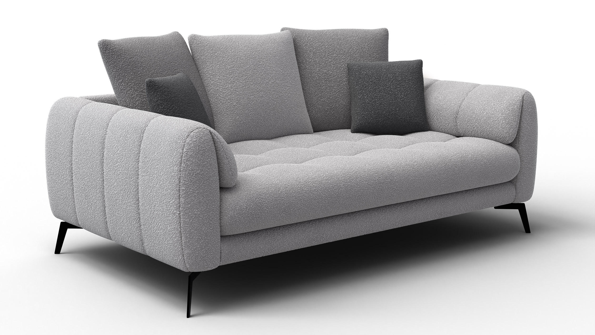 SOFA CALME 2,5-Sitzer, hellgrau und dunkelgrau - Hellgrau, Holz/Textil (199/92/108cm) - Courtois Laville