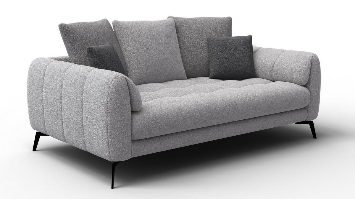 SOFA CALME 2,5-Sitzer, hellgrau und dunkelgrau - Hellgrau, Holz/Textil (199/92/108cm) - Courtois Laville