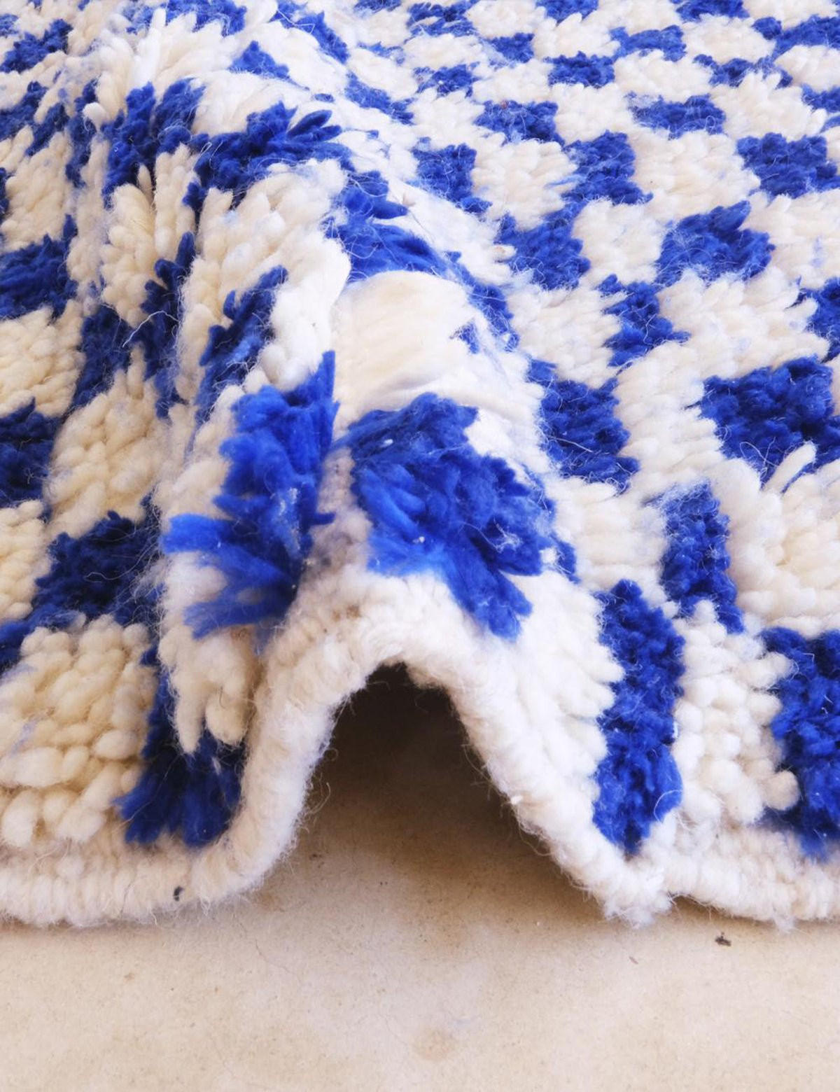 BERBERTEPPICH grafisch Karo 158x 327 cm - Blau, Naturmaterialien (158/327cm) - AFK Living