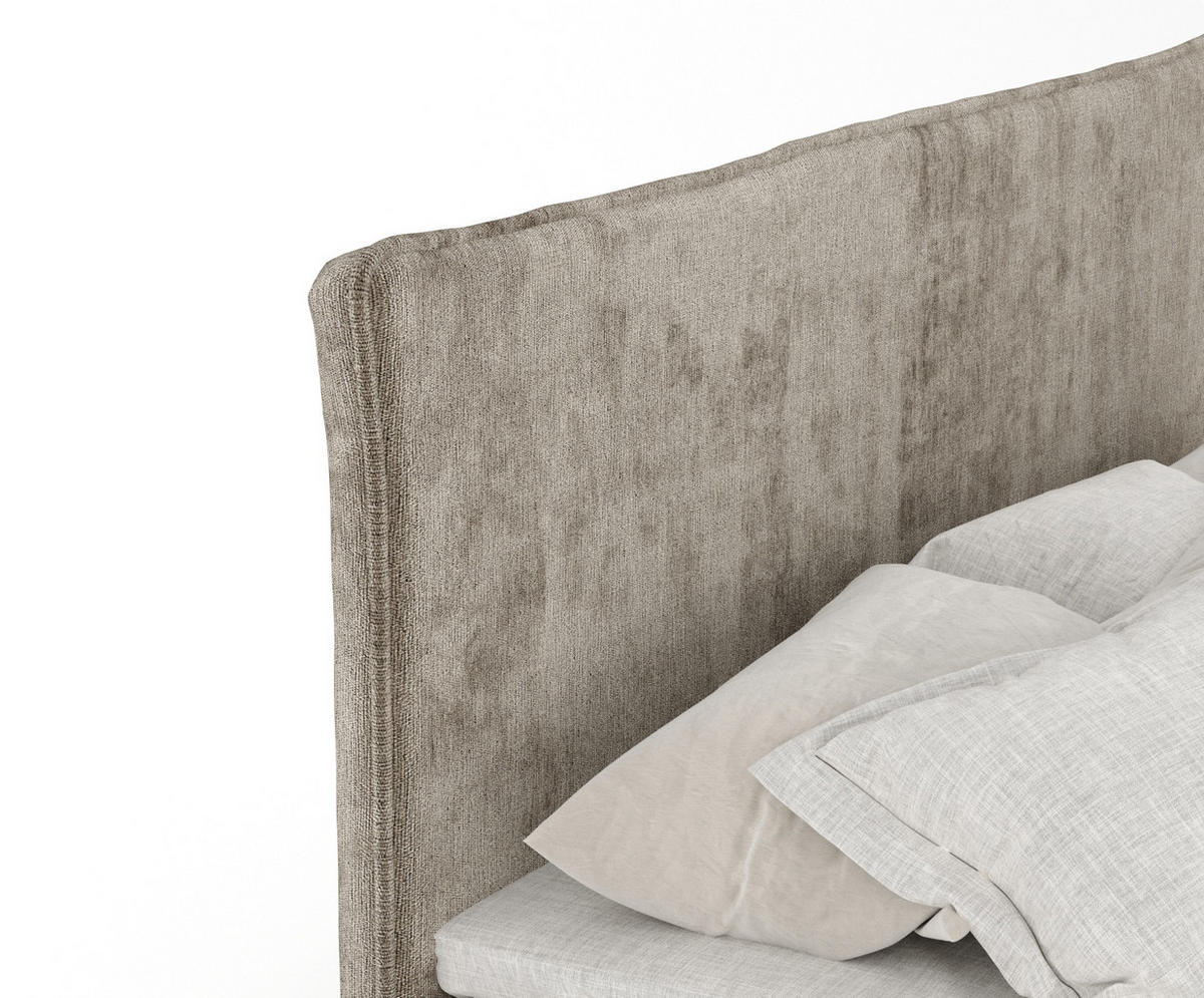 BOXBETT Peru Beige 140/200 cm im Chenille-Stoff - Beige/Schwarz, Holz/Holzwerkstoff (140/200cm) - Maison de Reve