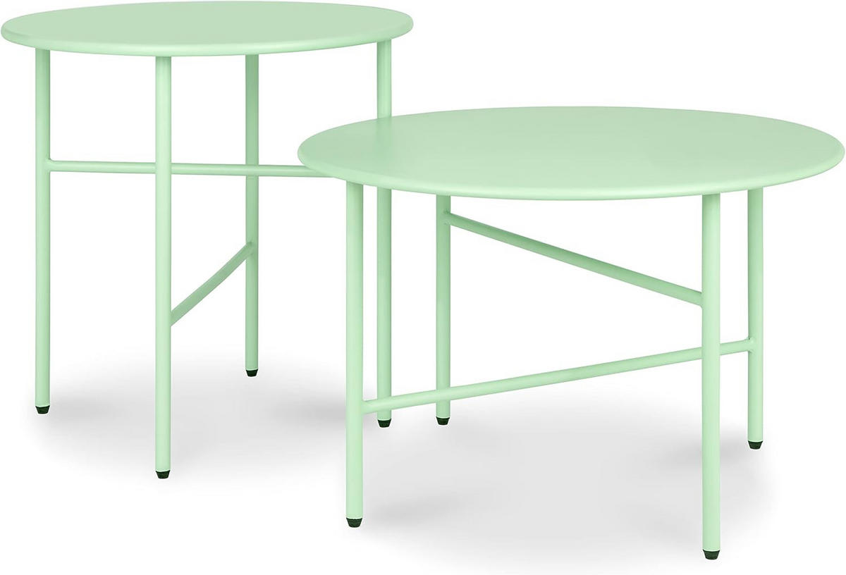 BEISTELLTISCH Finn 44/46 cm und 53/36 cm Mint (2tlg) - Mintgrün, Metall (0.1/53/36cm) - BoMoe