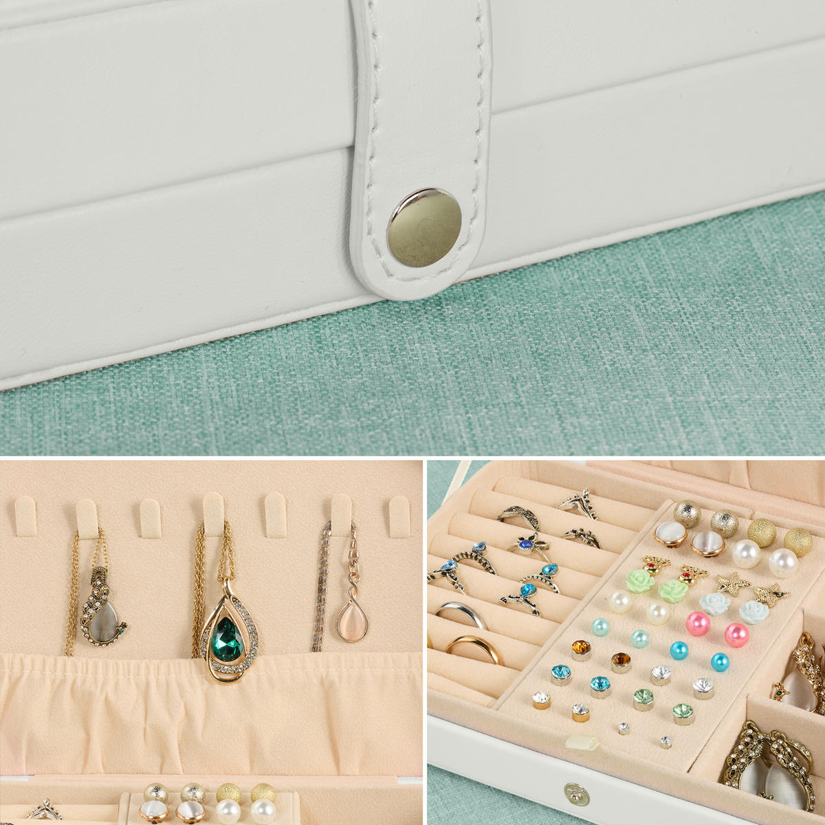 SCHMUCKKÄSTCHEN - Weiß, Holzwerkstoff/Kunststoff (21/4.5/14.5cm) - Relaxdays