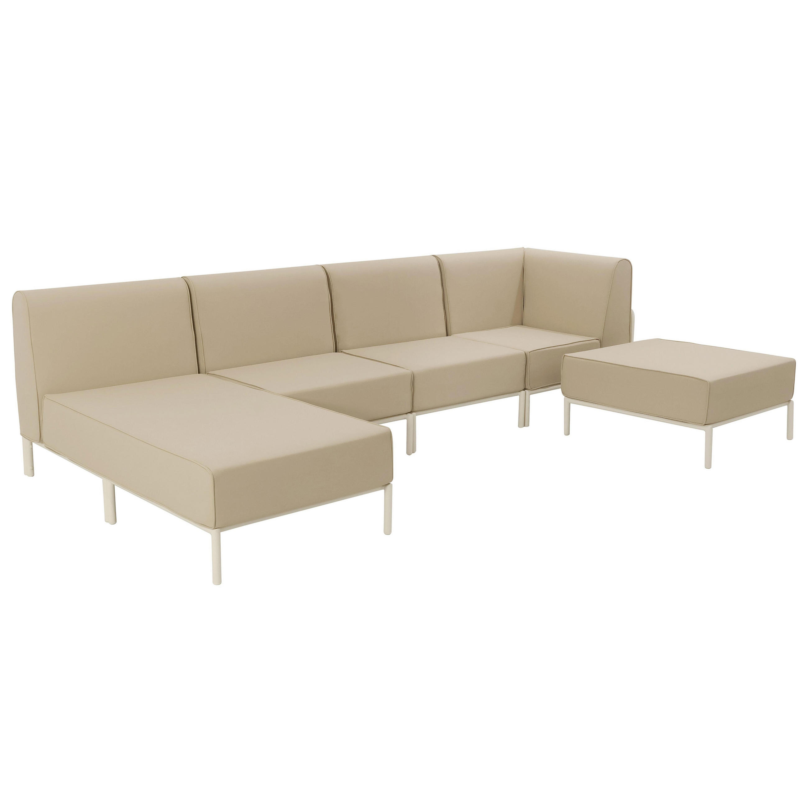 GARTENSOFA mit 5 Sitzplätzen, Beige - Beige, Textil (153/78/360cm) - Oviala